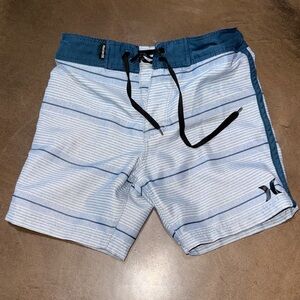 Hurley Boys Striped Blue Swim Trunks